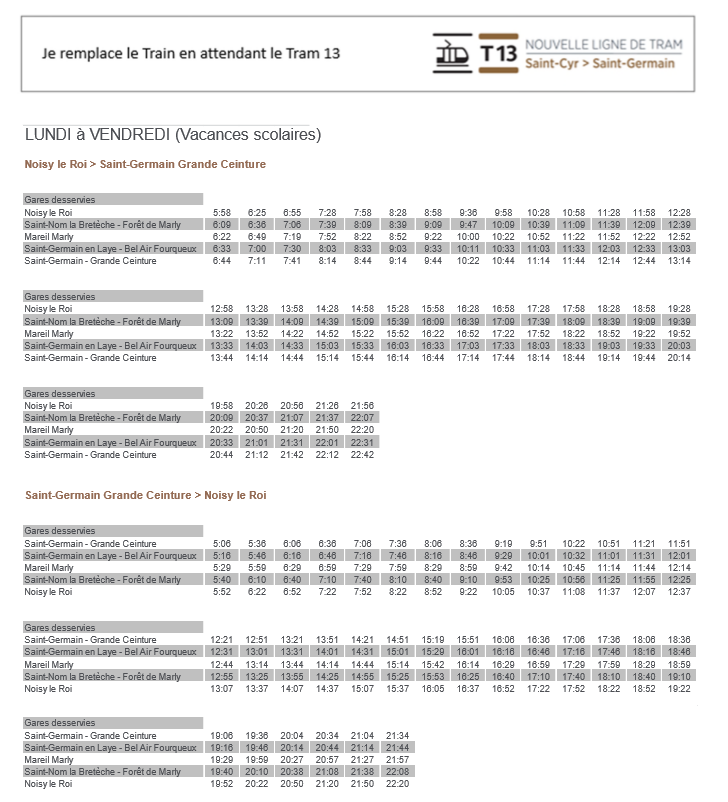 Horaires R1 Saint Germain En Laye Bel Air