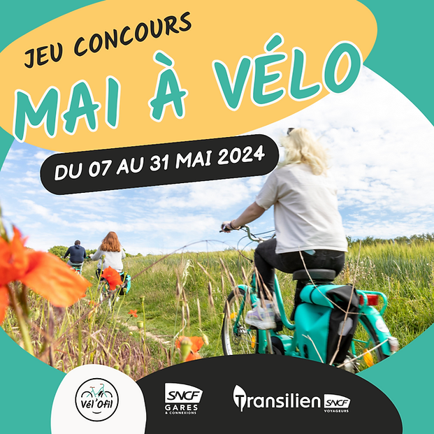 Affiche du jeu concours organisé avec Gares et connexions, SNCF Voyageurs et Vél'OFIL